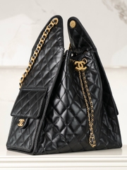 Chanel 25c Hobo Bag Black Gold Large