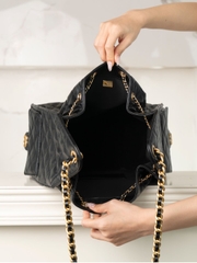 Chanel 25c Hobo Bag Black Gold Large