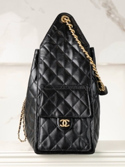 Chanel 25c Hobo Bag Black Gold Large