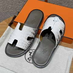 JD-3300 - 182 Izmir Men's Slippers in Himalaya Matte Alligator Leather with Genuine Leather Outsole