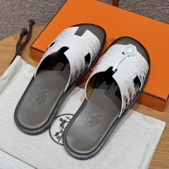 JD-3300 - 182 Izmir Men's Slippers in Himalaya Matte Alligator Leather with Genuine Leather Outsole