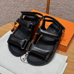 JD-560 - 088 Junior Sandals in Black (Noir) Calfskin with Rubber Outsole