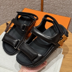 JD-560 - 088 Junior Sandals in Black (Noir) Calfskin with Rubber Outsole