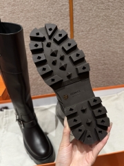 JD 1380 Calfskin Knee High Boots - Dark Brown
