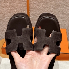 JD-580 - Jam 30 Sandals in Ebony Goat Suede with Rubber Outsole and 7.5cm Heel
