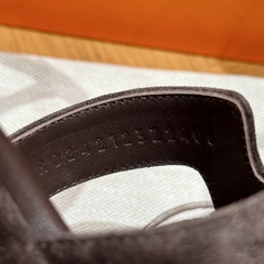JD-580 - Jam 30 Sandals in Ebony Goat Suede with Rubber Outsole and 7.5cm Heel