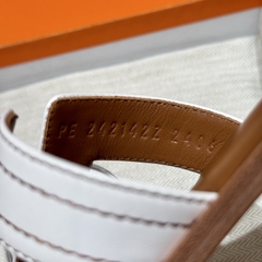 JD-450 - 181 Oran Slippers in Pure White Swift Calfskin with Genuine Leather Outsole