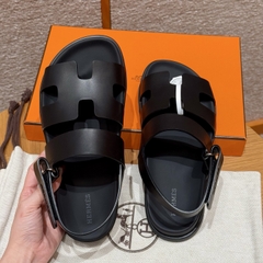 JD-520 226 Genius Women's Sandals in Black Calfskin with Rubber Outsole