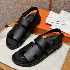 JD-650 Black Calfskin Men's Sandals