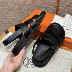 JD-650 Black Calfskin Men's Sandals