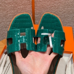 JD-1980 Emeraude Alligator Leather Slippers