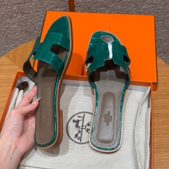 JD-1980 Emeraude Alligator Leather Slippers