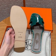 JD-1980 Emeraude Alligator Leather Slippers