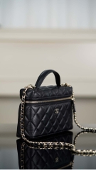 Chanel 25C New Black Gold Lunch Box Bag