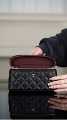 Chanel 25C New Black Gold Lunch Box Bag