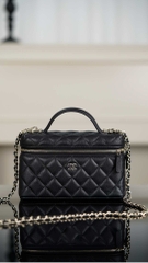 Chanel 25C New Black Gold Lunch Box Bag