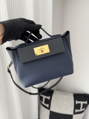 Kelly 2424 Mini Togo Swift Leather 21cm Bleu Sapphire Gold Hardware