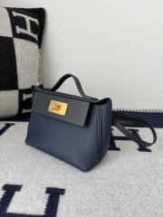 Kelly 2424 Mini Togo Swift Leather 21cm Bleu Sapphire Gold Hardware