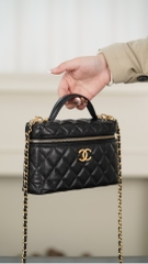 Chanel 25P New Black Gold Lunch Box Bag