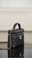 Chanel 25P New Black Gold Lunch Box Bag