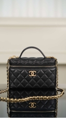 Chanel 25P New Black Gold Lunch Box Bag