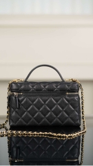 Chanel 25P New Black Gold Lunch Box Bag