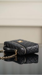 Chanel 25P New Black Gold Lunch Box Bag