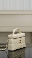 Chanel 25c Handbag Box Lychee Cowhide Cream