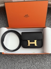 Luxury Epsom Leather Wallet in Black with Gold Accents