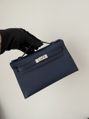Kelly Pochette 22cm Swift Leather Bleu Sapphire