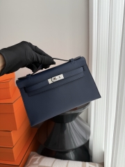 Kelly Pochette 22cm Swift Leather Bleu Sapphire