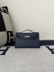 Kelly Pochette 22cm Swift Leather Bleu Sapphire