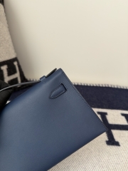 Kelly Pochette 22cm Swift Leather Bleu Sapphire