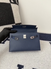 Kelly Pochette 22cm Swift Leather Bleu Sapphire