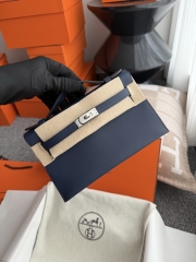 Kelly Pochette 22cm Swift Leather Bleu Sapphire