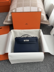 Kelly Pochette 22cm Swift Leather Bleu Sapphire