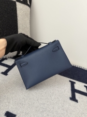 Kelly Pochette 22cm Swift Leather Bleu Sapphire
