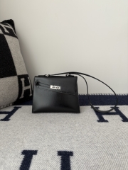 Kelly Desordre 20cm Double-Sided Leather Box - CK89 Noir with Silver Hardware