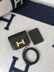 Luxury Epsom Leather Wallet in Black with Gold Accents
