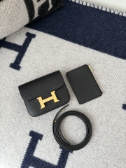 Luxury Epsom Leather Wallet in Black with Gold Accents