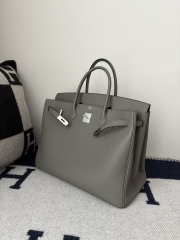 Birkin 40cm Imported Togo Leather Bag in Gris Meyer with Silver Hardware