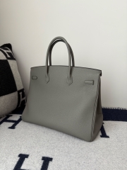 Birkin 40cm Imported Togo Leather Bag in Gris Meyer with Silver Hardware