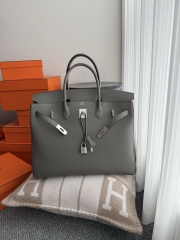 Birkin 40cm Imported Togo Leather Bag in Gris Meyer with Silver Hardware