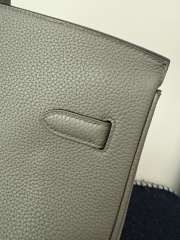 Birkin 40cm Imported Togo Leather Bag in Gris Meyer with Silver Hardware