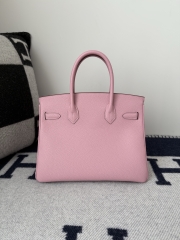 Birkin 30cm Clemence Da Leather Bag Mauve Sylvestre Silver Hardware