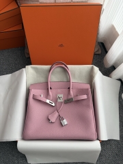 Birkin 30cm Clemence Da Leather Bag Mauve Sylvestre Silver Hardware