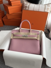 Birkin 30cm Clemence Da Leather Bag Mauve Sylvestre Silver Hardware