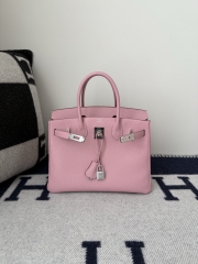 Birkin 30cm Clemence Da Leather Bag Mauve Sylvestre Silver Hardware