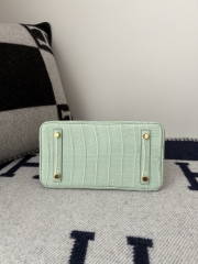 Birkin 25cm Matte Porosus Crocodile - HCP Water Dyed Vert Deau with Gold Hardware