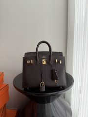 Birkin 20cm Lizard Leather Bag CC46 Ebene Gold Hardware
